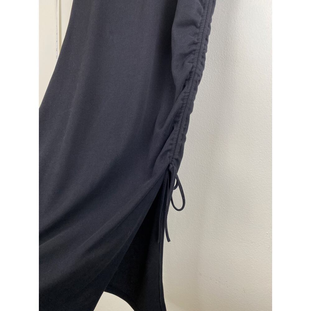 Line & Dot Ratha Ribbed Midi Dress Black Drawstring Side Slit Large - Picture 8 of 14